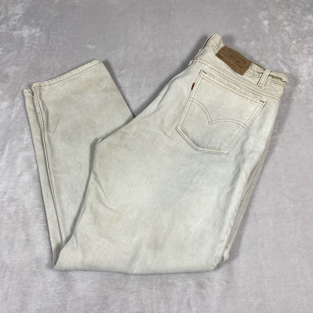 Levis 550 Jeans Mens 38X30 (36X30) Cream Tan Orange Tab Y2K 90s Vintage‎ Grunge